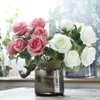 Decorative Flowers High Grade Artificial Rose Monofilament Fabric Flannel Bridal Bouquet Wedding Banquet Home Decoration Plants