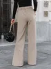 Women's Pants Classy Pleated Wide Legs Women Causal High Waist Floor-Length Trousers Autumn Winter 2023 Ladies Office