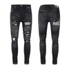Hommes Man Pb Roxo Preto Patches Skinny Fit Patchwork Jeans Tamanho 29 38