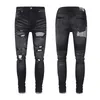 Hommes Man Pb Purple Black Patches Skinny Fit Patchwork Jeans Size 29 38