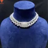 Niestandardowy Hip Hop Luksusowy naszyjnik ręcznie robiony 15 mm 18 mm 6 ton VVS d Moissanite Diamond Cuban Link