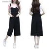 Kvinnor Jumpsuits Rompers Korean Ladies Jumpsuit Set Suspenders Pants Plus Size Women Fashion Long Wide Leg Overalls Casual Jumpsuit PASSUITS KORT SLEEVE TOP L2309