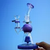 Pyramid Design Purple Bong avec embout court Nect Pomme de douche Perc Narguilés 7 pouces 14mm Joint femelle Huile Rigs Mini Dab Rig Tuyaux d'eau Heady Glass Bubbler XL275