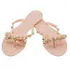 Kappy Kobiety Flip Flops Summer na zewnątrz 2023 Bowtie Herringbone Drag Women's Pearl Sandals Buty plażowe 41