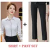 Blouses pour femmes Mode Femmes Chemises Bureau Dames 2 pièces Pantalons et hauts Ensembles Travail OL Styles