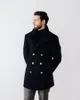 Trench coat masculino fino ajuste duplo breasted azul marinho jaqueta longa casual à prova de vento casaco de casamento smoking apenas uma peça