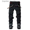 Mäns jeans män jeans motorcykel ny trend multi-pocket punk svart denim byxor kvinnliga mode jslim-fit byxor stilfulla denim byxor 2021 x0621 l230918