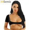 Soutien-gorge Ensembles Femmes Sexy Sheer Mesh Summer Mini T-shirt Tops à manches courtes Open Chest Crop Top Club Voir à travers les réservoirs de danse Pole Street279q