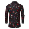 Chemises décontractées pour hommes Hommes hiver automne manches longues Noël cerf imprimé petit haut col rabattu flocons de neige renne Xmas275u