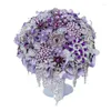 Flores de casamento eillyrosia violeta roxo jóias buquê noiva pesado caro luxo lavanda lilás de mariage azul