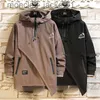 Męskie kurtki dla mężczyzn kurtka Korea moda 2023 Spring Hooded Jack Black Patchwork Patch Patle Coats Streetwear Overize Mężczyzn ubrania J230918