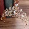 Pinces à cheveux Orange vert rouge bleu strass diadème de mariée diadème doré pour femmes robe de mariée bijoux princesse couronne accessoires