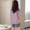 Pigiama da donna 9 disegni Pigiama in cotone pieno Pigiama da donna con imbottitura sul petto Manica corta Dolce cartone animato Sleepwear L230918