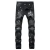 Moomphya trous détruits jean skinny hommes élégant déchiré en détresse jean homme noir biker jean Hip hop streetwear men2530