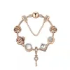 18 19 20CM Magic charm Beads rose Gold Strands multi strand beaded bracelet 925 Silver plated snake chain Key pendant as a Diy jew260G