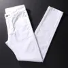 Mäns jeans europeiska vintage mode män högkvalitativ vit elastisk smal passform retro designer hip hop denim punk penna pants220j