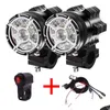 Oświetlenie motocyklowe 2PCS Przełącznik reflektorów reflektor 90W 6500K Białe światła na miejscu pracy Motorbike Scooters Fog Drl Lampa Dhkek