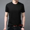 Men's T-skjortor Business Casual T-shirts Cool Summer Short Sleeve O Neck Fashion Classic Pure Color Soft High-kvalitet Slim Fit Tops Tees