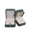 Bolsas de joyería Caja de cuero de PU con anillo con borde dorado Colgante Brazalete Almacenamiento Reloj Pulsera