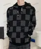 Xinxinbuy Mannen Designer Hoodie Sweatshirt 24ss Dambordpatroon Brief Borduren Lange Mouw Dames Zwart S-2XL
