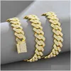 Chaînes 15mm Micro Pave Prong Cubain Chaîne Colliers Mode Hiphop Fl Glacé Strass Bijoux Pour Hommes Femmes Drop Livraison Pendentifs Dhvzr