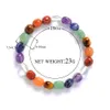 Novo 7 chakra pulseira masculina irregular pedra natural ametista cura cristal equilíbrio contas reiki buda oração yoga pulseira para mulher