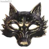 Kostymtillbehör Fox Half Mask Costume Wolf Dress Up Mask Dance Party Show Selfie Show Event Masquerad Mask Cosplay Mask Half Face L230918