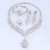 Ensemble de bijoux de luxe couleur or dubaï, collier en cristal élégant pour femmes italiennes, boucles d'oreilles, bague, Bracelet, accessoires de fête de mariage