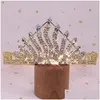 Hårtillbehör Klipp Barrettes Barock Royal Queen Crown Zircon Crystal Rhinestone Stone Tiara för kvinnor Dräkt Bridal Drop Deliver DHGF4