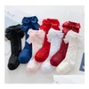 Chaussettes pour enfants Automne Bébé Filles Ruban Bows Espagne Style Twist Tricoté Genou Haute Princesse Chaussette Enfants Coton Respirant Jambes Q0924 Drop de Dhldq