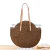Totes New Simple Round Shoulder Straw Woven Bag Woven Bag Beach Bag Bag Straw Bag02