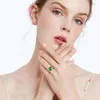 Cluster Rings Yellow Gold Emerald For Women And Men With Green Stone 13 13mm Round Cut Unisex Signet Ring Jewelry Luxury