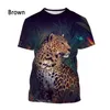 Męskie koszulki T Summer Fashion Gepard Lopard Druku
