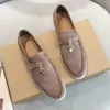 Tasarımcı Elbise Ayakkabı Kadın Loafers Ayakkabı LP Üst kaliteli kaşmir deri püsküller loafer yüksek sığır eti tendon dip sıradan düz topuk yumuşak taban ayakkabı 35-42 kutu