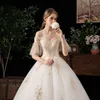 Vêtements ethniques Sexy Slash Cou Blanc Broderie Applique Mariée Robe De Mariage Femmes A-ligne Robes De Mariée Robes De Novia