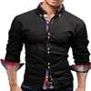 Fashion Male Shirt Long-Sleeves Tops Double collar business shirt Mens Dress Shirts Slim Men 3XL294P