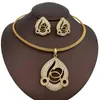 Necklace Earrings Set Dubai Gold Plated Waterdrop Jewelry For Women 2PCS Flower Earring Wedding Party Gifts