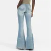 Jeans pour femmes 2023 Tendance d'été Vintage Lavage Coton Denim Rivet Décoration Pantalon Mode Coréenne Slim Fit Flare