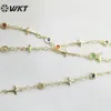 Brillenkettingen WT-RBC213 Mode vergulde kleurrijke kubieke zirkoon kruisketting Religieuze charmante sieraden DIY maken ketting voor armband 230918