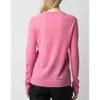 23SS Zadig Voltaire Femmes Designer Pull à capuche Nouvelle lettre classique broderie 100% laine mince style mode tricoté décontracté polyvalent dame rose rouge pull à capuche