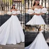 Vestidos de novia de satén de princesa con mangas abullonadas extraíbles vestidos de novia elegantes acanalados vestidos de novia hechos a medida de238k