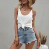 Damen Tanks Gestrickte Sommer Ribber Sleevless T Shirt Tops Frauen Casual Grün Weiß 2023 Club Kurze Dünne Tank Mode