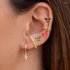Brincos de parafuso prisioneiro coreano aço inoxidável borboleta orelha para mulheres mini cristal zircão tragus brinco cartilagem piercing jóias