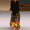 Vestidos casuais outono mulheres impressão elegante e confortável e confortável férias de praia bohemiana bela flor longa 2023