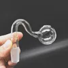 10st Big Size Bent Curve Glass Oil Burner Pipe med 3 cm Big Head Bowl Thick Pyrex Hookah Accessories 10mm 14mm 18mm Manlig kvinnlig tobaksverktyg