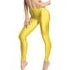 Fluorescence Color Solid Shiny High Waist Stretch Skinny Women Leggings for Fitness Sports Leggins Push Up Gym Clothing