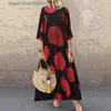 Vestidos casuais básicos 4xl 5xl verão feminino maxi vestido 2022 moda vintage impressão robe senhoras solto casual o-pescoço chique e elegante famale roupas l230918