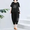 Zweiteilige Damenhose, Streetwear, Sommer, Damen-T-Shirt, Sweatshirt, Oberteil, abgeschnittene Haremshose, Alltagskleidung