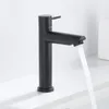 Grifos de lavabo de baño, grifo mezclador de cocina, grifos de grifo mate de Solo Frío, pieza Universal de acero inoxidable negro