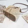 TOTES Ręcznie robione kobiety letnie torby na plażę słomkowe worki wiadra crossbody ramię kobiet rattan messenger torba